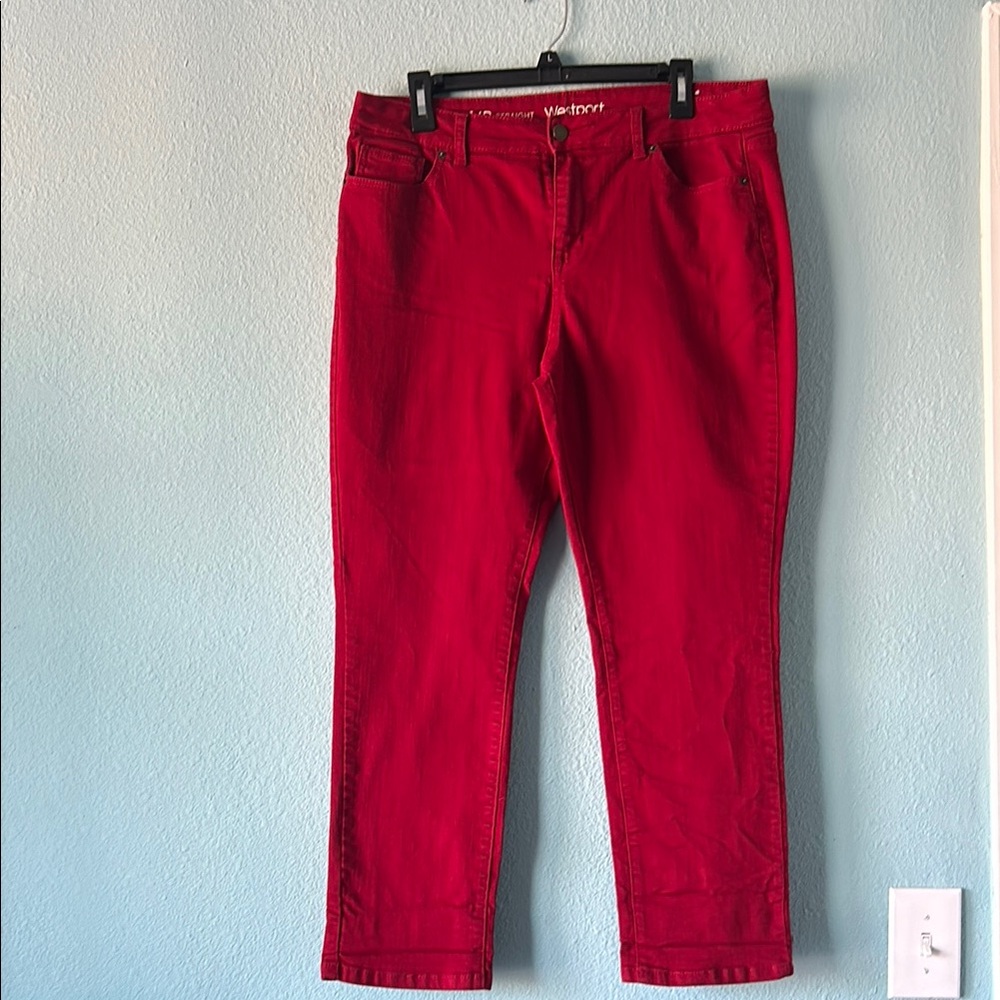 Westport Red Straight Leg Jeans Vibrant Style Size 14P
